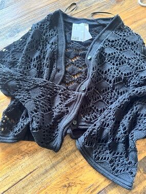 H&M black crotched pointelle cardigan size M